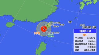 【台風情報】台風18号“迷走” 予報円は「台湾に一瞬上陸、その後来たルートを後進」 4日午前には熱帯低気圧に　現在はほとんど停滞（3日午前11時更新）