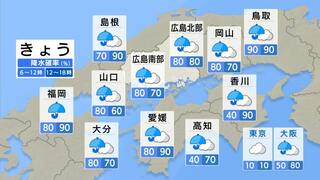 【きょう10/7(月)広島天気】雨が降ったりやんだりの一日　雨脚が強まる時間帯も　日中は長袖でちょうど良い気温