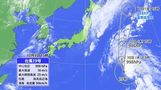 【台風情報】台風19号「バリジャット」発生  10 日（木）まで台風として北上  日本への影響は？最新進路予想