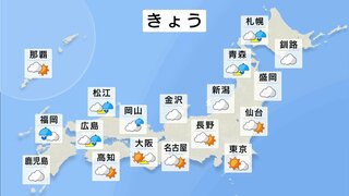 西から雨雲広がる　九州を中心に激しい雨に注意　暑さ続き西日本では真夏日の所も