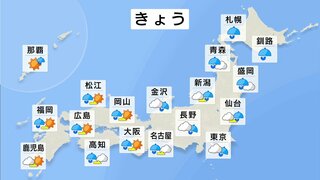 雨のエリアは東・北日本へ　激しい雷雨のおそれ　雨でも気温は高く真夏日予想も　宮崎県は土砂災害に警戒