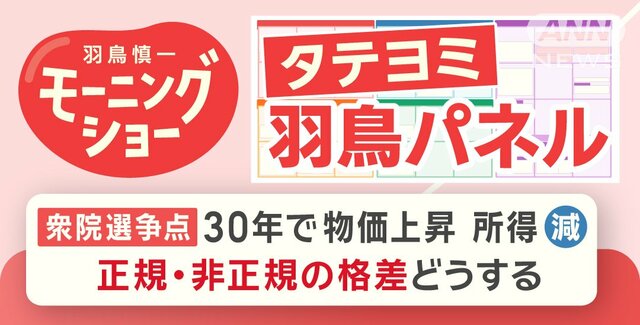 【羽鳥パネル】衆院選争点 30年で物価上昇 所得減 正規・非正規の格差どうする