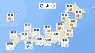 関東から西では太平洋側を中心に雨のところも　北陸や北日本は穏やかに晴れ　来週後半は台風21号の影響受ける可能性