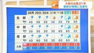 【近畿の天気】２８日（月）は朝にかけて広い範囲で雨　通勤通学時はやむ所が多くなりそう　３連休は台風２１号の影響が出る可能性も