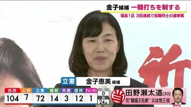 【衆院選】福島1区で当選確実　立憲民主党・金子恵美候補が喜びの声