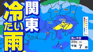 【東京 神奈川 埼玉 千葉 群馬 栃木 茨城】関東 本降り 冷たい雨