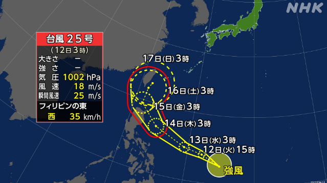 台風25号 フィリピンの東の海上で発生 11月に台風4つ存在は初