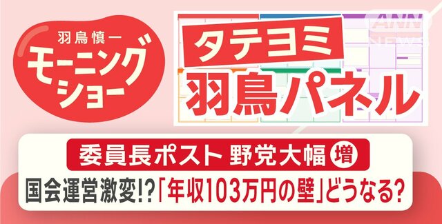 【羽鳥パネル】委員長ポスト 野党大幅増 国会運営激変!?「年収103万円の壁」どうなる?