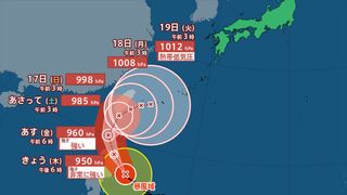 【台風情報】非常に強い台風25号（ウサギ）　17日には沖縄の南に接近か　23号、24号は？【進路予想　きょう・あすの天気　週間天気】