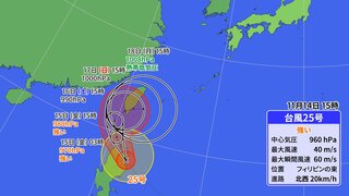 【台風情報】台風25号（ウサギ）沖縄の南で停滞へ…週末は全国的に雨、週明けは“寒気”が流れ込んで冷え込む見込み（雨と風のシミュレーション）