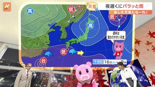 【11月16日 関東の天気】夜遅くにパラッと雨